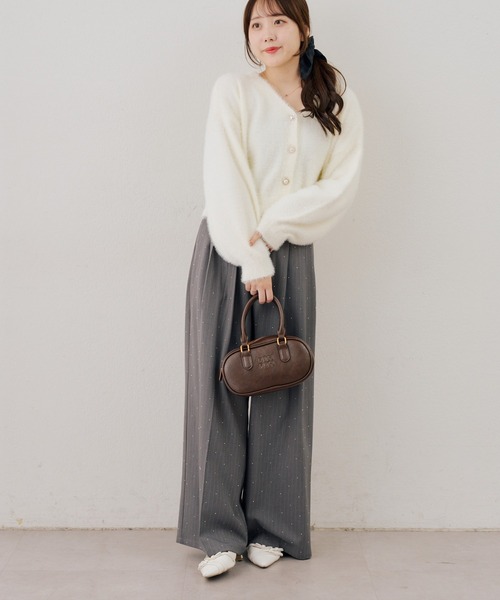 Another Branch olive des olive(アナザーブランチオリーブデオリーブ)の「シャギーパールボタンカーディガン(カーディガン/ボレロ・レディース・ピンク/ボルドー/チャコールグレー/アイボリー・FREE)」の6枚目の写真