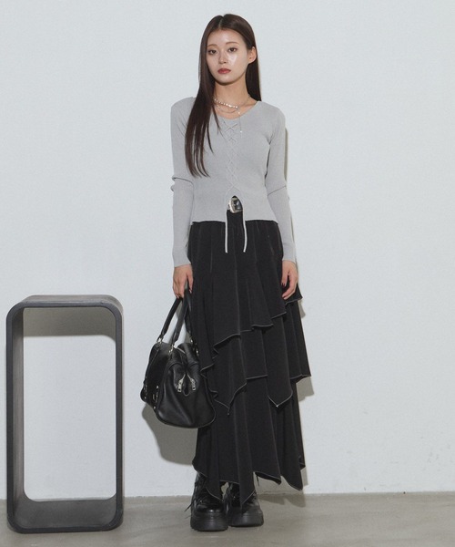 PAGEBOY（ページボーイ）の「レースアップ2WAYプルオーバー/ニット【マシンウォッシャブル/前後２WAY】（ニット/セーター・レディース・ブラック/グレー/ブルー・FREE）」の19枚目の写真