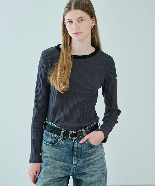 ORCIVAL（オーシバル）の「ORCIVAL | クルーネック ライトリブカットソー WOMEN（Tシャツ/カットソー・レディース・チャコール/ブラック・1/2）」の15枚目の写真