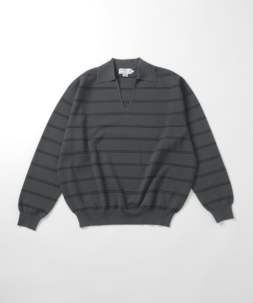B.C STOCK(ベーセーストック)の「MILANORIB SKIPPER SHIRTS(ニット/セーター・メンズ・チャコールグレー/ブラウン/アイボリー・MEDIUM/LARGE)」の1枚目の写真