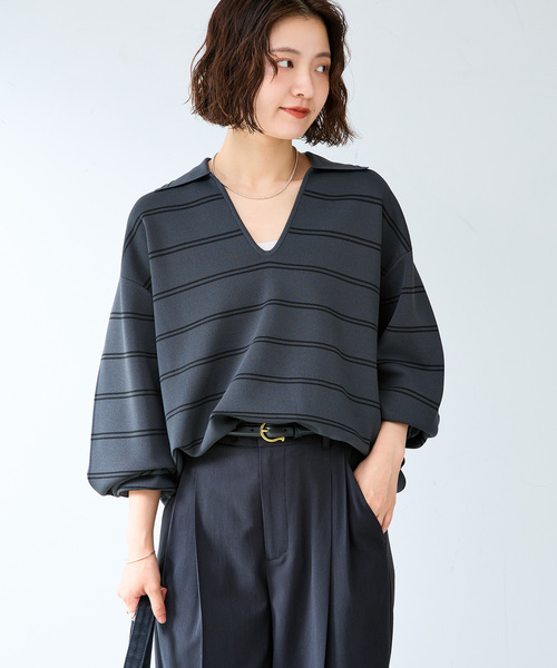 B.C STOCK(ベーセーストック)の「MILANORIB SKIPPER SHIRTS(ニット/セーター・メンズ・チャコールグレー/ブラウン/アイボリー・MEDIUM/LARGE)」の7枚目の写真
