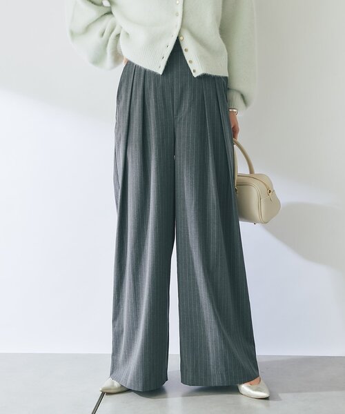 La boutique BonBon(ラブティックボンボン)の「【スッキリ美シルエット】ストライプ2タックワイドパンツ(スラックス・レディース・ブラウン/チャコールグレー・MEDIUM/SMALL/FREE)」の3枚目の写真