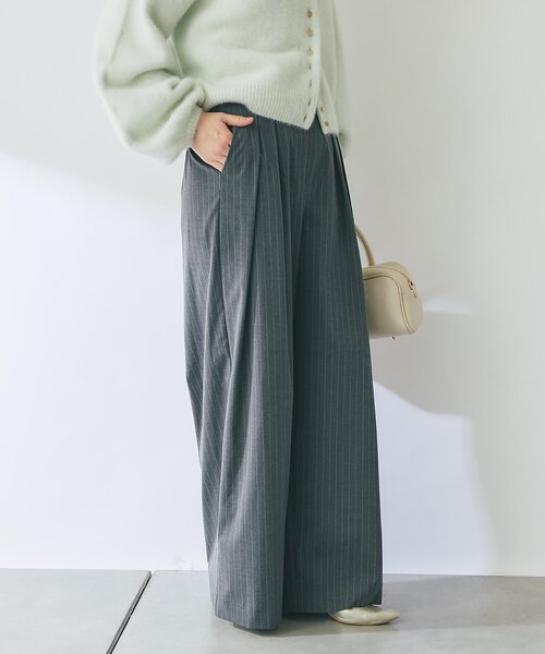 La boutique BonBon(ラブティックボンボン)の「【スッキリ美シルエット】ストライプ2タックワイドパンツ(スラックス・レディース・ブラウン/チャコールグレー・MEDIUM/SMALL/FREE)」の4枚目の写真