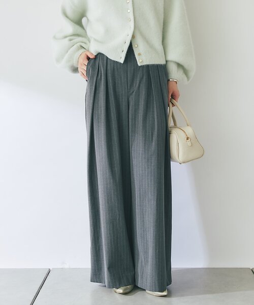 La boutique BonBon(ラブティックボンボン)の「【スッキリ美シルエット】ストライプ2タックワイドパンツ(スラックス・レディース・ブラウン/チャコールグレー・MEDIUM/SMALL/FREE)」の6枚目の写真