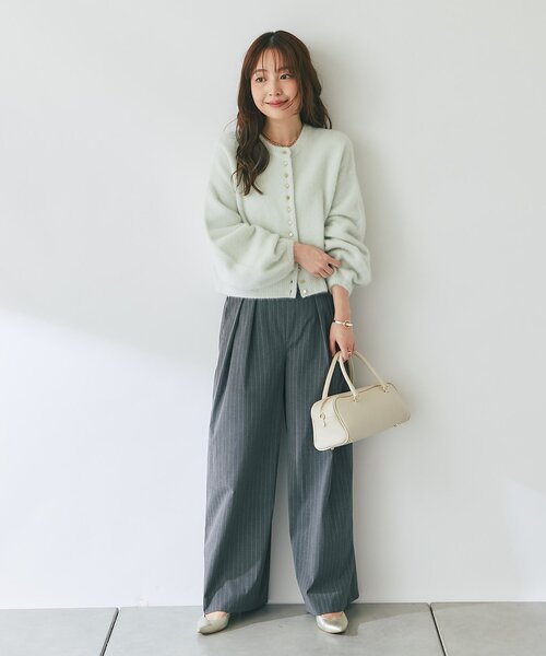 La boutique BonBon(ラブティックボンボン)の「【スッキリ美シルエット】ストライプ2タックワイドパンツ(スラックス・レディース・ブラウン/チャコールグレー・MEDIUM/SMALL/FREE)」の7枚目の写真