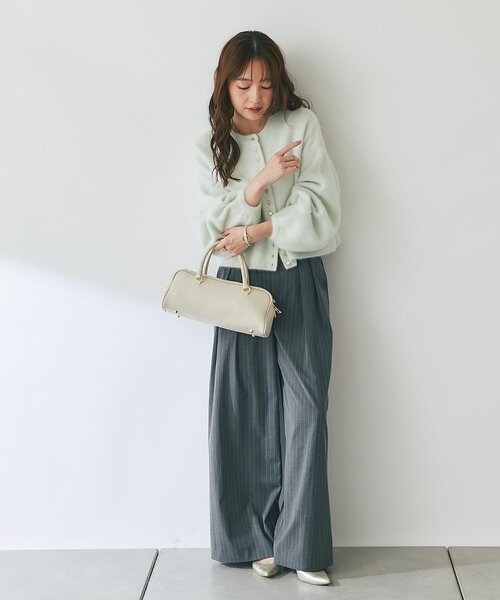 La boutique BonBon(ラブティックボンボン)の「【スッキリ美シルエット】ストライプ2タックワイドパンツ(スラックス・レディース・ブラウン/チャコールグレー・MEDIUM/SMALL/FREE)」の10枚目の写真