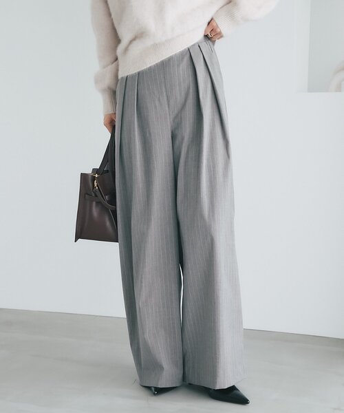 La boutique BonBon(ラブティックボンボン)の「【スッキリ美シルエット】ストライプ2タックワイドパンツ(スラックス・レディース・ブラウン/チャコールグレー・MEDIUM/SMALL/FREE)」の12枚目の写真