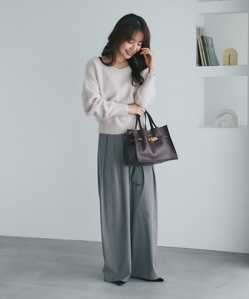 La boutique BonBon(ラブティックボンボン)の「【スッキリ美シルエット】ストライプ2タックワイドパンツ(スラックス・レディース・ブラウン/チャコールグレー・MEDIUM/SMALL/FREE)」の19枚目の写真