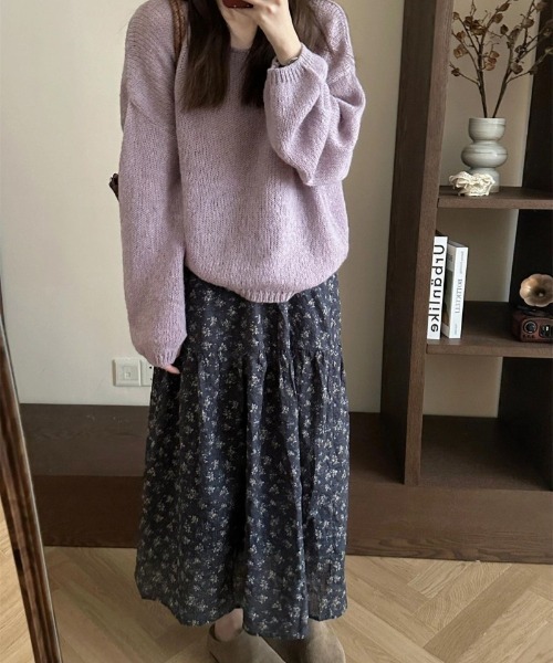 Ritzy(リッツィー)の「オフショルワイドネック バルーンスリーブニットセーター(ニット/セーター・レディース・パープル・FREE)」の4枚目の写真