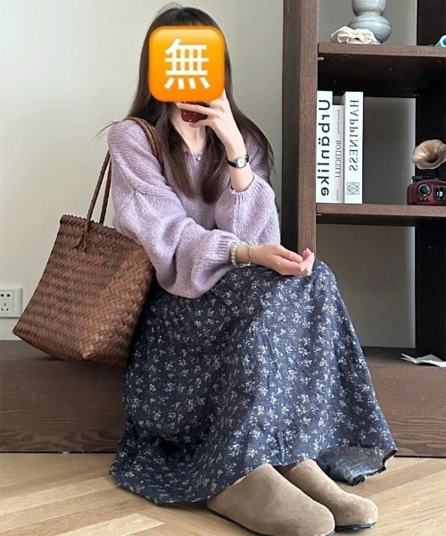 Ritzy(リッツィー)の「オフショルワイドネック バルーンスリーブニットセーター(ニット/セーター・レディース・パープル・FREE)」の6枚目の写真