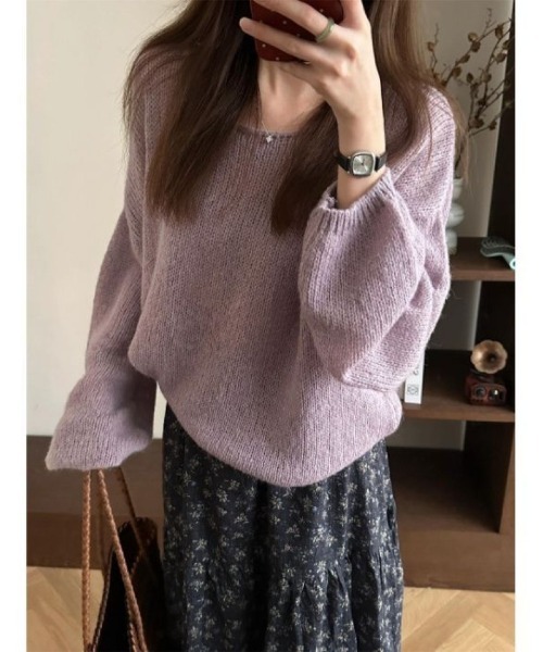 Ritzy(リッツィー)の「オフショルワイドネック バルーンスリーブニットセーター(ニット/セーター・レディース・パープル・FREE)」の7枚目の写真