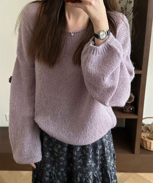 Ritzy(リッツィー)の「オフショルワイドネック バルーンスリーブニットセーター(ニット/セーター・レディース・パープル・FREE)」の9枚目の写真