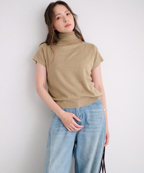 murea(ミュレア)の「タートルネックニット半袖トップス(ニット/セーター・レディース・ブラック/アイボリー/ベージュ・FREE)」の12枚目の写真