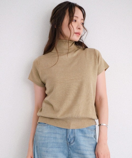 murea(ミュレア)の「タートルネックニット半袖トップス(ニット/セーター・レディース・ブラック/アイボリー/ベージュ・FREE)」の9枚目の写真
