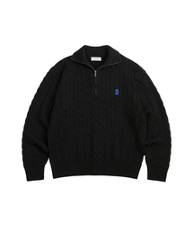 Heavyweight Cable Half Zip Knit [BLACK]_COOSKT042BLACK