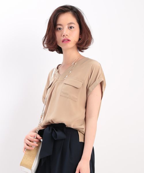 ROPE' PICNIC（ロペピクニック）の「Ｖネックポケット付プルオーバー（Tシャツ/カットソー・レディース・ホワイト/ベージュ/ダークグリーン/ネイビー/ピンク系その他2・38）」の3枚目の写真