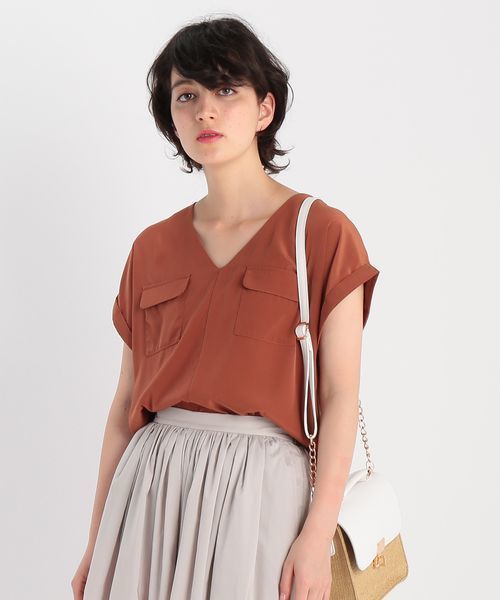 ROPE' PICNIC（ロペピクニック）の「Ｖネックポケット付プルオーバー（Tシャツ/カットソー・レディース・ホワイト/ベージュ/ダークグリーン/ネイビー/ピンク系その他2・38）」の5枚目の写真