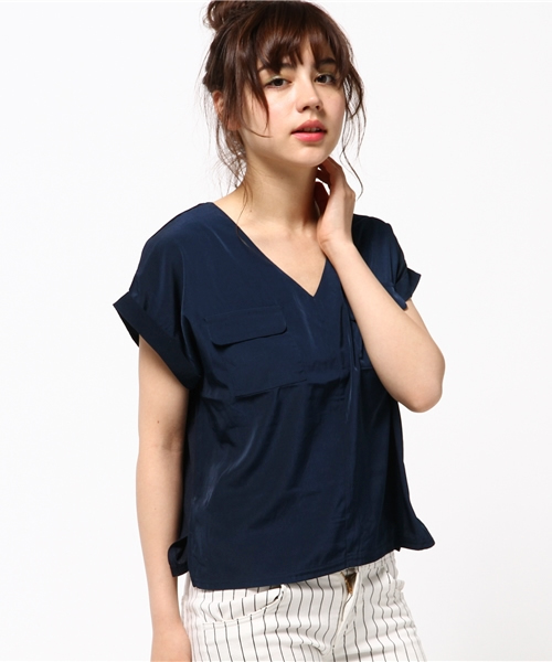 ROPE' PICNIC（ロペピクニック）の「Ｖネックポケット付プルオーバー（Tシャツ/カットソー・レディース・ホワイト/ベージュ/ダークグリーン/ネイビー/ピンク系その他2・38）」の18枚目の写真