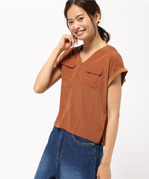 ROPE' PICNIC（ロペピクニック）の「Ｖネックポケット付プルオーバー（Tシャツ/カットソー・レディース・ホワイト/ベージュ/ダークグリーン/ネイビー/ピンク系その他2・38）」の17枚目の写真