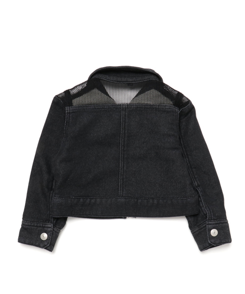 CHUBBYGANG(チャビーギャング)の「メッシュ切り替えニットデニムジャケット(ブルゾン・キッズ・ホワイト/ブラック・160/130/110/120/100/140/150)」の3枚目の写真