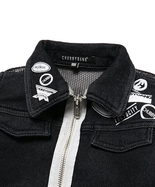 CHUBBYGANG(チャビーギャング)の「メッシュ切り替えニットデニムジャケット(ブルゾン・キッズ・ホワイト/ブラック・160/130/110/120/100/140/150)」の4枚目の写真