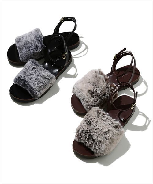 ADAM ET ROPE'（アダムエロペ）の「ファーサンダル（サンダル・レディース・ブラック/ダークブラウン・24.5cm/24.0cm/23.0cm/23.5cm）」の10枚目の写真