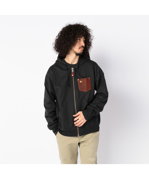 schott（ショット）の「Schott/ショット/LEATHER POCKET ZIP HOODIE/レザー