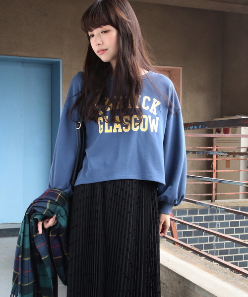 natural couture（ナチュラルクチュール）の「ロゴ入り裏毛トップス（Tシャツ/カットソー・レディース・パープル系その他/ブルー/トップグレー・FREE）」の3枚目の写真