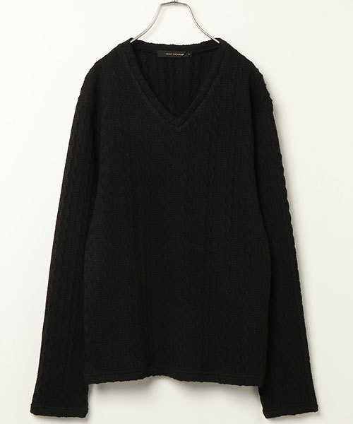 VENCEEXCHANGE（ヴァンスエクスチェンジ）の「ケーブルジャガードロンT（Tシャツ/カットソー・メンズ・ブラック/ホワイト・LARGE/MEDIUM）」の2枚目の写真