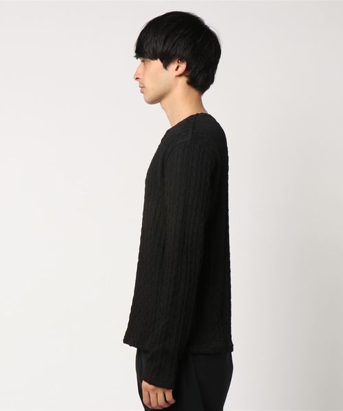 VENCEEXCHANGE（ヴァンスエクスチェンジ）の「ケーブルジャガードロンT（Tシャツ/カットソー・メンズ・ブラック/ホワイト・LARGE/MEDIUM）」の4枚目の写真