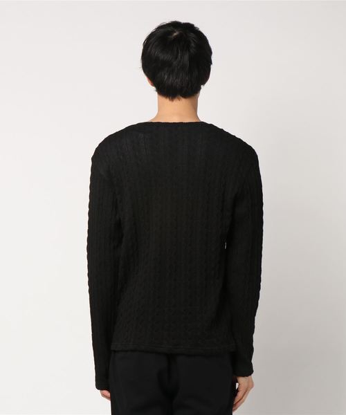 VENCEEXCHANGE（ヴァンスエクスチェンジ）の「ケーブルジャガードロンT（Tシャツ/カットソー・メンズ・ブラック/ホワイト・LARGE/MEDIUM）」の3枚目の写真