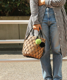 LBC | ***カラフルポンポン付きカゴバッグ(かごバッグ)