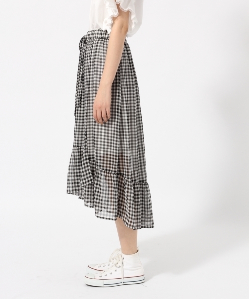LOWRYS FARM(ローリーズファーム)の「ギンガムチェックマキシスカート 794829(スカート・レディース・ブラック/ベージュ/イエロー・FREE)」の5枚目の写真