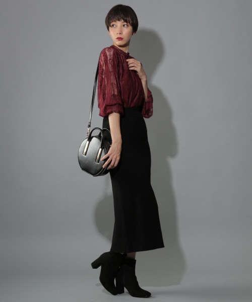 PAGEBOY（ページボーイ）の「レースハイネックトップス（シャツ/ブラウス・レディース・ホワイト/ブラック/ボルドー・FREE）」の6枚目の写真