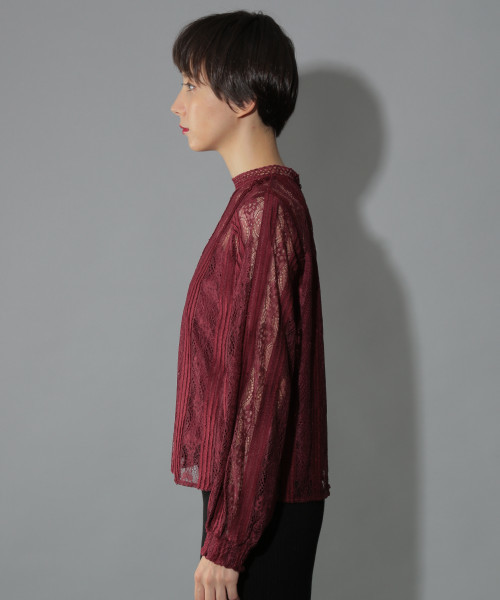 PAGEBOY（ページボーイ）の「レースハイネックトップス（シャツ/ブラウス・レディース・ホワイト/ブラック/ボルドー・FREE）」の12枚目の写真