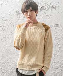 MinoriTY | スウェードパッチあぜ編クルーニット(ニット/セーター)