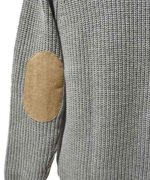 MinoriTY（マイノリティ）の「スウェードパッチあぜ編クルーニット（ニット/セーター・メンズ・杢グレー/カーキ/キャメル/キナリ・M/L）」の14枚目の写真