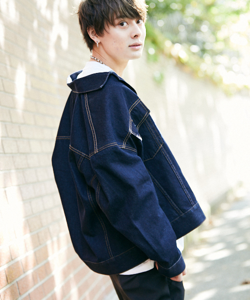 kutir（クティール）の「ビッグGジャン　ビッグデニムジャケット（デニムジャケット・メンズ・ブラック/インディゴブルー/ケミカルウォッシュ/ブラック系その他・MEDIUM/LARGE）」の16枚目の写真
