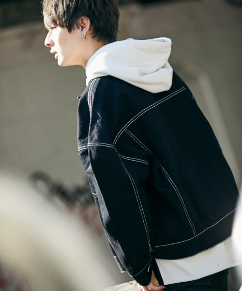 kutir（クティール）の「ビッグGジャン　ビッグデニムジャケット（デニムジャケット・メンズ・ブラック/インディゴブルー/ケミカルウォッシュ/ブラック系その他・MEDIUM/LARGE）」の7枚目の写真