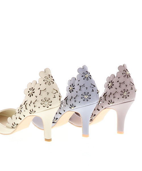 RANDA（ランダ）の「フラワーサイドオープンパンプス（パンプス・レディース・ピンク/ブルー/クリーム・23/24/25/22/22.5/23.5/24.5/25.5）」の4枚目の写真