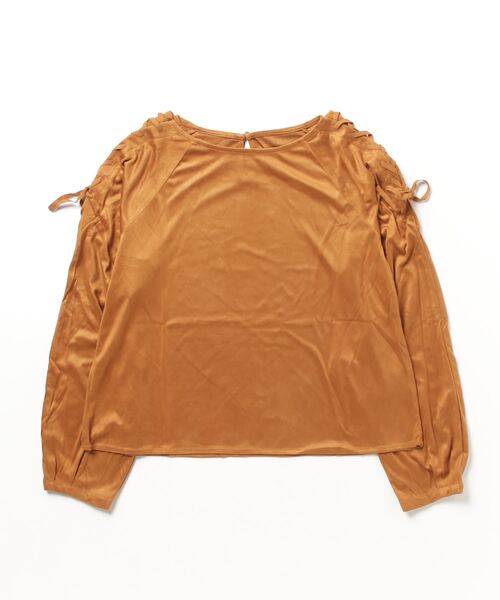 STYLEBLOCK（スタイルブロック）の「フェイクスウェードショルダーレースアップ長袖ブラウス（シャツ/ブラウス・レディース・ブラック/ブラウン/キャメル・FREE）」の3枚目の写真
