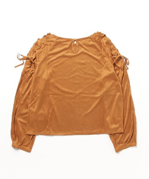 STYLEBLOCK（スタイルブロック）の「フェイクスウェードショルダーレースアップ長袖ブラウス（シャツ/ブラウス・レディース・ブラック/ブラウン/キャメル・FREE）」の4枚目の写真