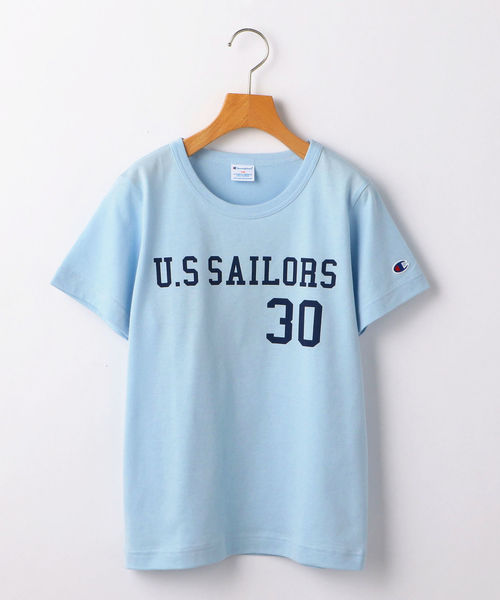 Champion(チャンピオン)の「CHAMPION:【SHIPS KIDS 30th別注】フットボールTEE 2(145~160cm)(Tシャツ/カットソー・キッズ・ホワイト/ライトブルー/ピンク・S/145/M/160)」の2枚目の写真