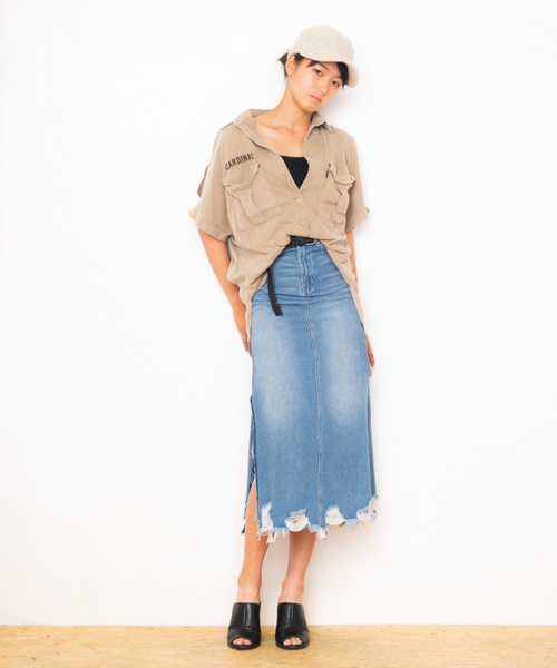 ROGER AND RAW（ロジャーアンドロウ）の「Roger&Raw/ピグメント肩開きシャツ（シャツ/ブラウス・レディース・ホワイト/ブラック/ベージュ/ネイビー/カーキ・M）」の15枚目の写真