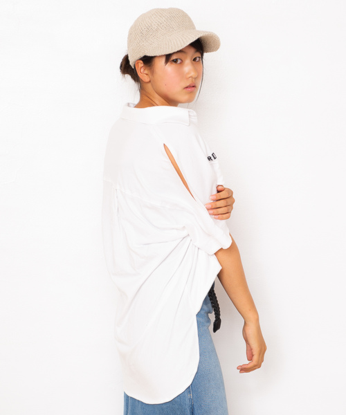 ROGER AND RAW（ロジャーアンドロウ）の「Roger&Raw/ピグメント肩開きシャツ（シャツ/ブラウス・レディース・ホワイト/ブラック/ベージュ/ネイビー/カーキ・M）」の12枚目の写真