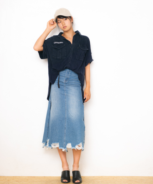 ROGER AND RAW（ロジャーアンドロウ）の「Roger&Raw/ピグメント肩開きシャツ（シャツ/ブラウス・レディース・ホワイト/ブラック/ベージュ/ネイビー/カーキ・M）」の11枚目の写真