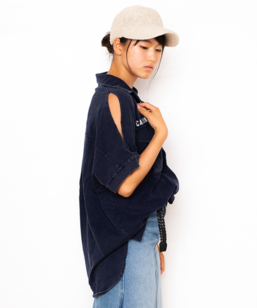 ROGER AND RAW（ロジャーアンドロウ）の「Roger&Raw/ピグメント肩開きシャツ（シャツ/ブラウス・レディース・ホワイト/ブラック/ベージュ/ネイビー/カーキ・M）」の10枚目の写真
