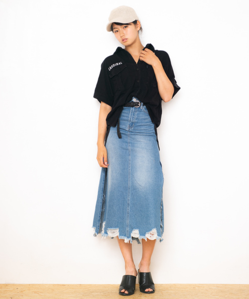 ROGER AND RAW（ロジャーアンドロウ）の「Roger&Raw/ピグメント肩開きシャツ（シャツ/ブラウス・レディース・ホワイト/ブラック/ベージュ/ネイビー/カーキ・M）」の9枚目の写真
