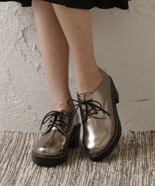 VIVIAN（ヴィヴィアン）の「タンクソールレースアップマニッシュシューズ　/　厚底マニッシュシューズ（ドレスシューズ・レディース・ブラック系その他/ブラック系その他2/ダークブラウン/ガンメタ/ワイン/ベージュ/ブラック×グリーン/D/キャメル/E・S/M/L/LL）」の10枚目の写真