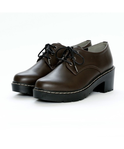 VIVIAN（ヴィヴィアン）の「タンクソールレースアップマニッシュシューズ　/　厚底マニッシュシューズ（ドレスシューズ・レディース・ブラック系その他/ブラック系その他2/ダークブラウン/ガンメタ/ワイン/ベージュ/ブラック×グリーン/D/キャメル/E・S/M/L/LL）」の13枚目の写真